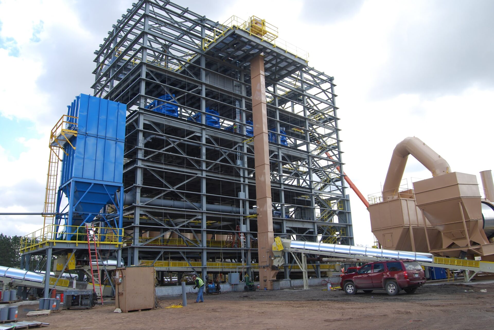 A dry plant being built