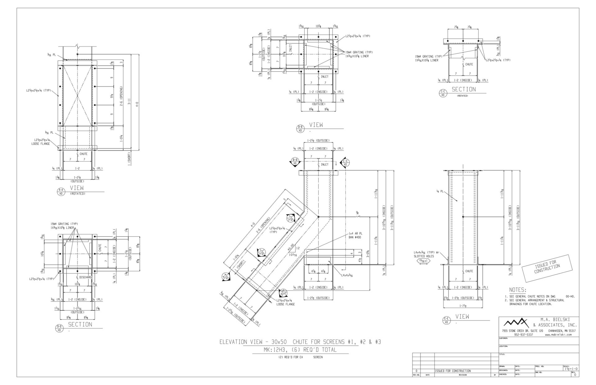 Chute for screens plans